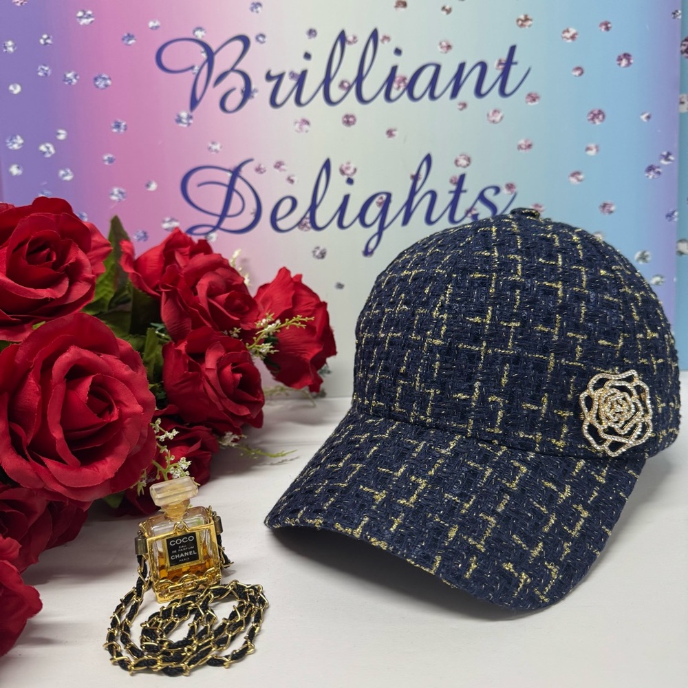 🔥OOAK CUSTOM TWEED CAMELLIA FLOWER HAT - Picture 2 of 13